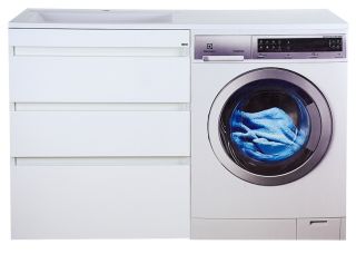 Напольная тумба под раковину Misty Фостер под стиральную машину 70см с тремя ящиками белый